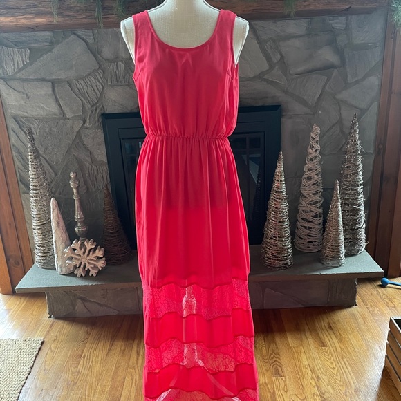 Long Lace Pink Maxi Dress Medium - Picture 4 of 9